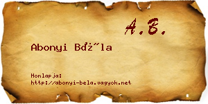 Abonyi Béla névjegykártya