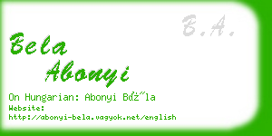 bela abonyi business card